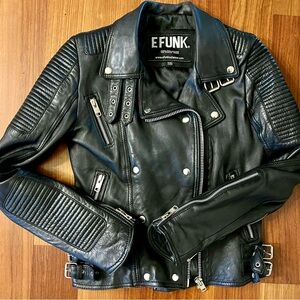 EFUNK Quilted Black Leather Jacket sz L